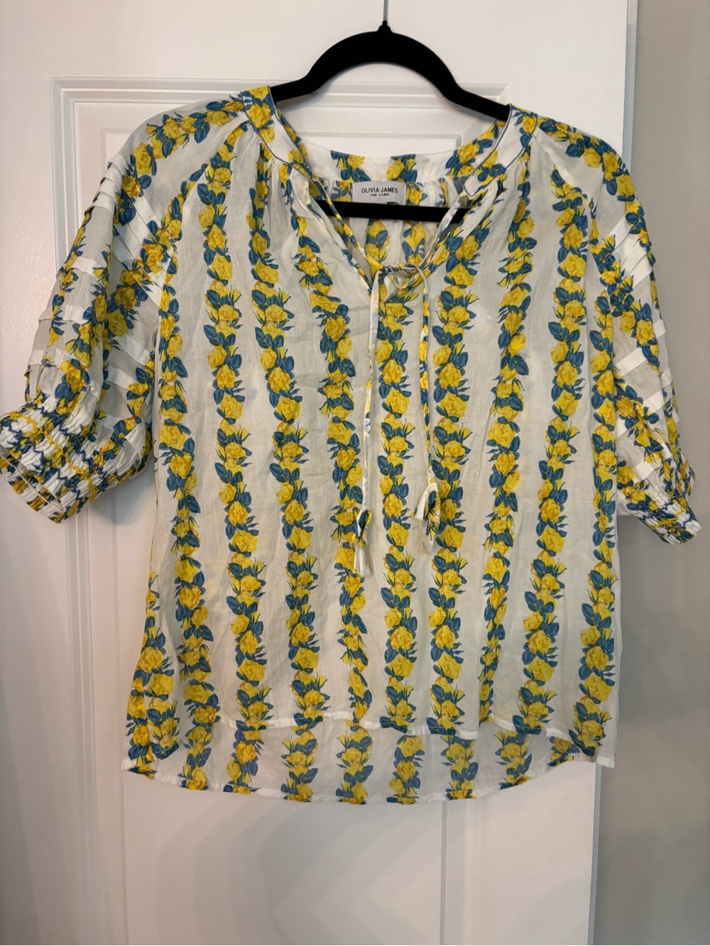 Olivia James the Label Provence Floral Peasant Blouse Size Small